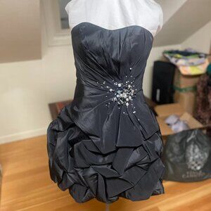 Night Moves black strapless cocktail dress w/hand beading
